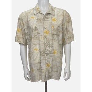 Vintage Hawaiian‎ Shirt Summa Large Y2K Aloha Palm Tree Hibiscus Island Resort